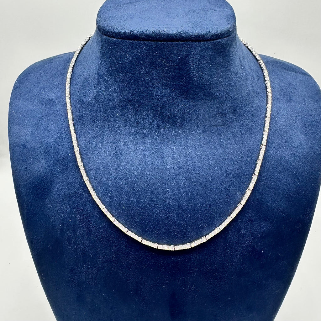 18K White Gold Diamond Tennis Necklace – 4.85 CT Diamonds, 16.5 Inches DN0081 GEJJ