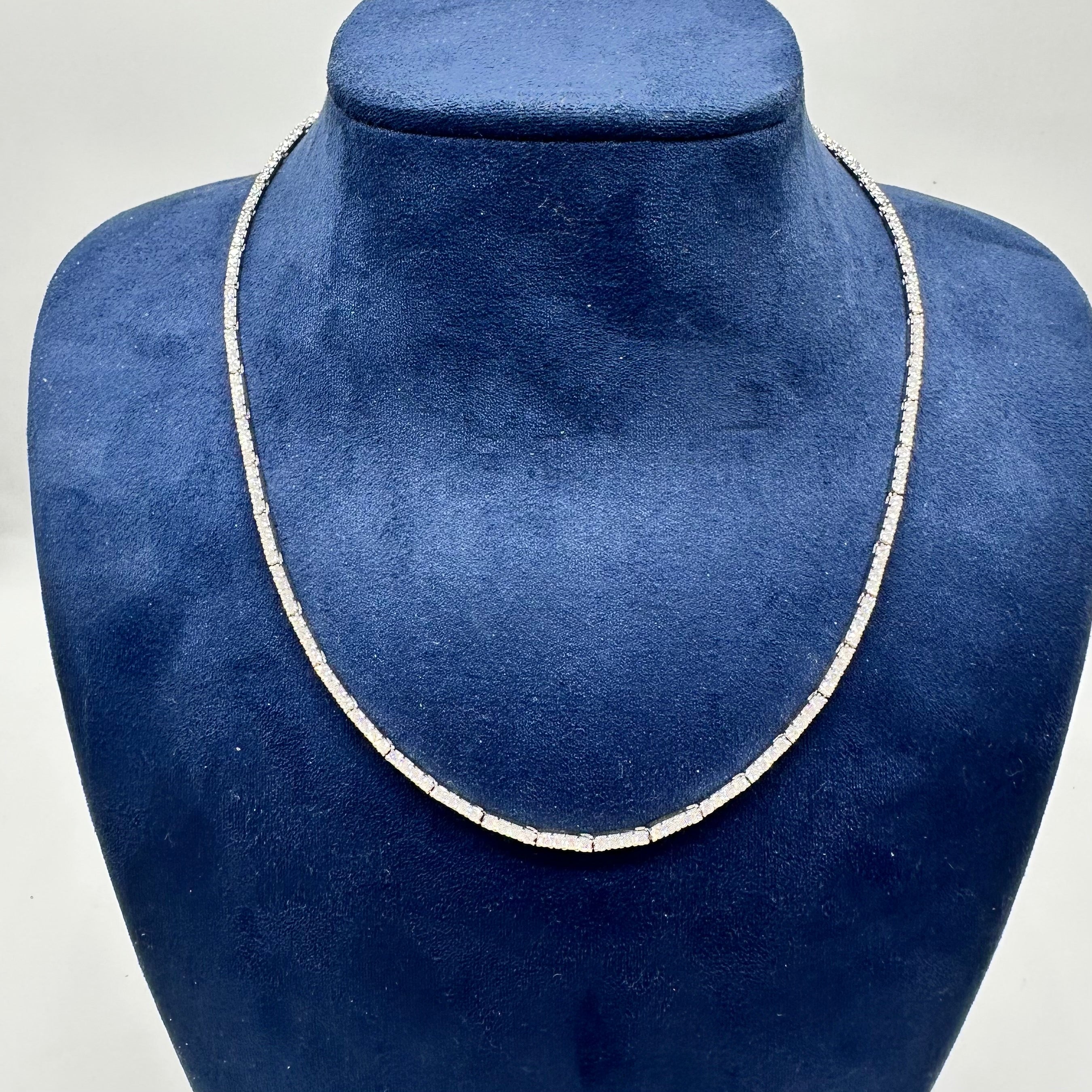 18K White Gold Diamond Tennis Necklace – 4.85 CT Diamonds, 16.5 Inches DN0081 GEJJ