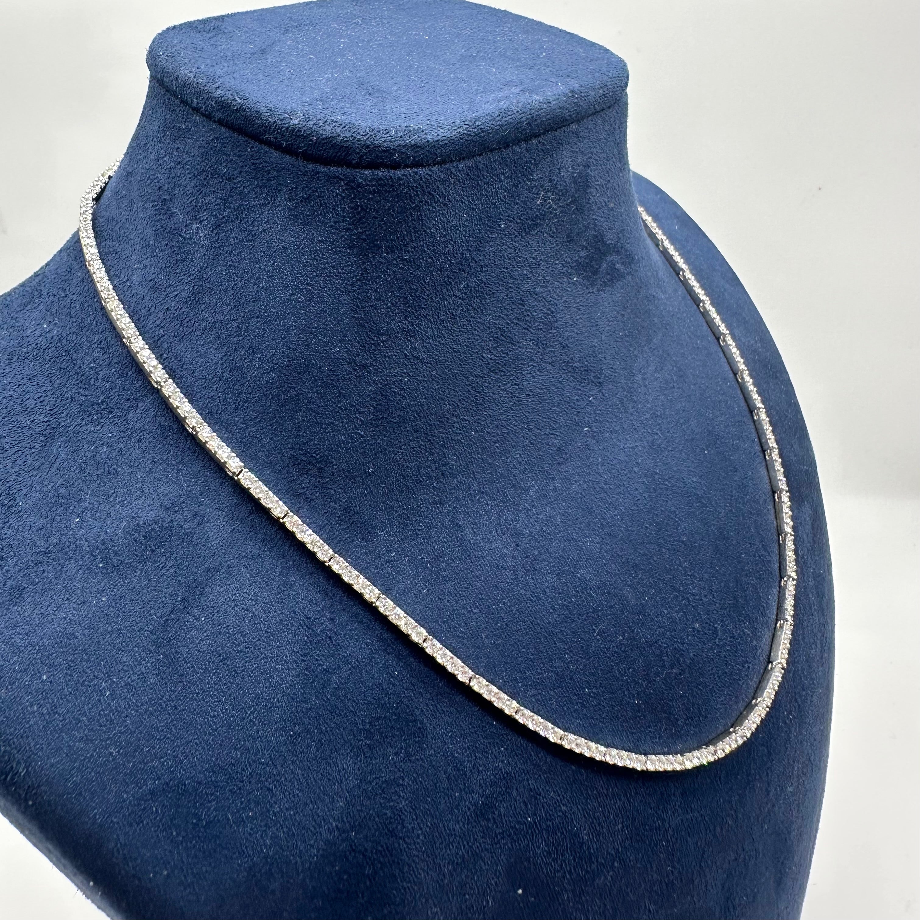 18K White Gold Diamond Tennis Necklace – 4.85 CT Diamonds, 16.5 Inches DN0081 GEJJ