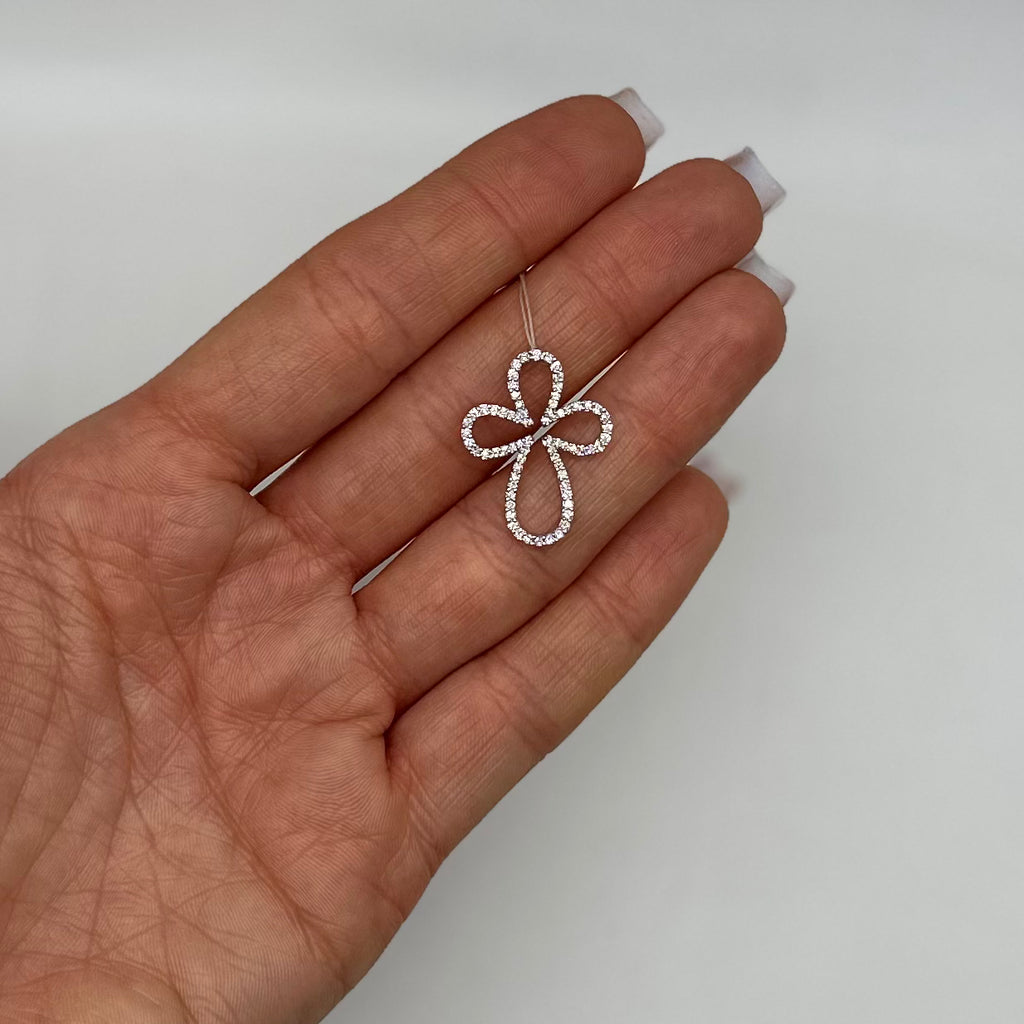 18K White Gold Diamond Cross Pendant – 0.50 CT Diamonds AAJ