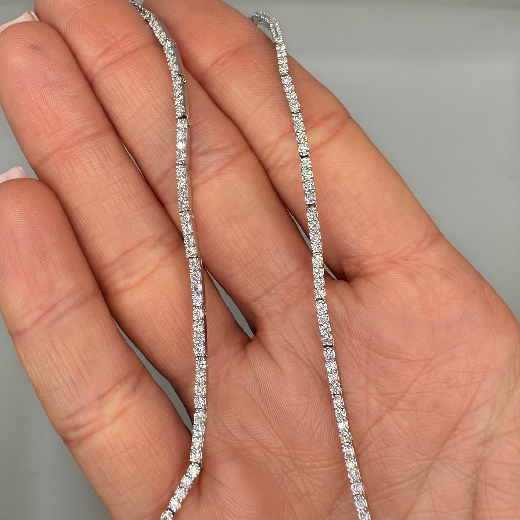 18K White Gold Diamond Tennis Necklace – 4.85 CT Diamonds, 16.5 Inches DN0081 GEJJ
