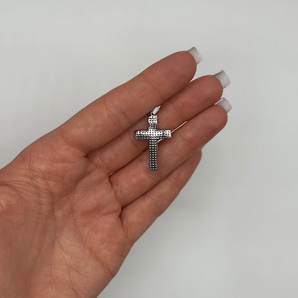 14K White Gold Black & White Diamond Cross Pendant – 0.80 CT Total Diamonds DP008 STJ