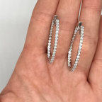 18K White Gold 2.35 Ct Diamond Hoop Earrings