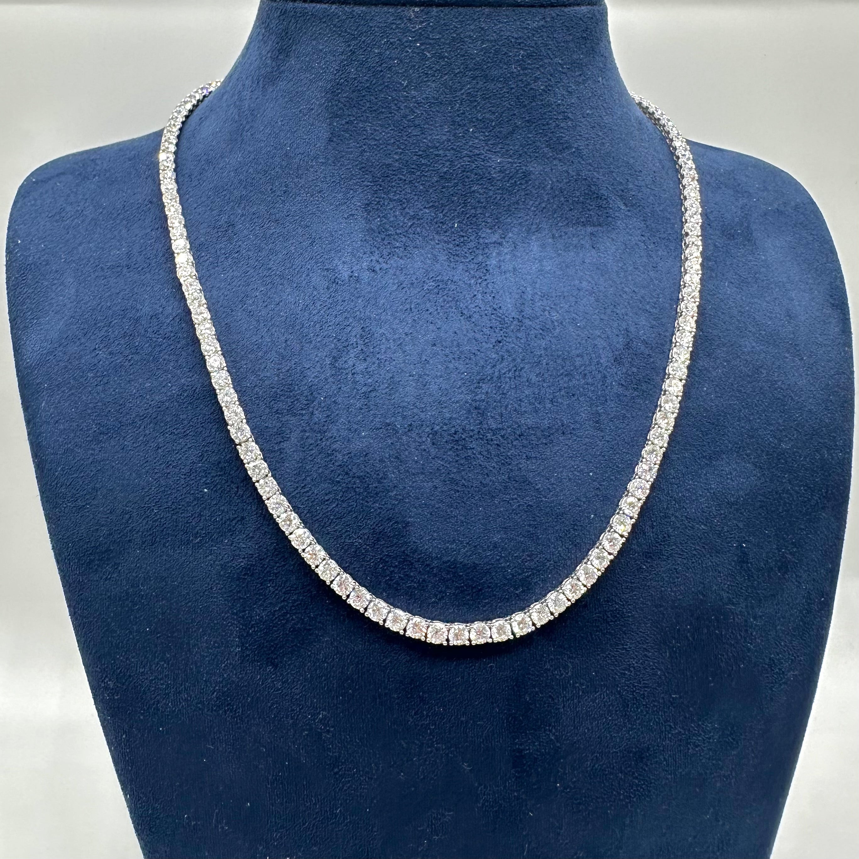 14K White Gold Lab Grown Diamond Tennis Necklace – 16.90ct, 17 Inches DN0079 NJJJ