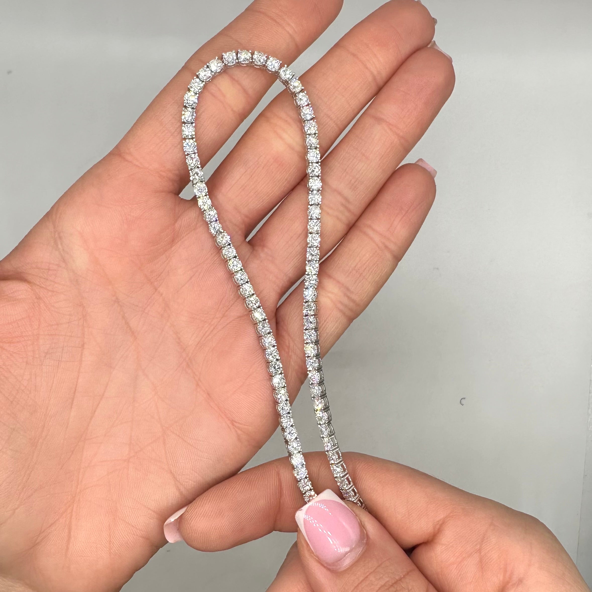 14K White Gold Lab Grown Diamond Tennis Necklace – 16.90ct, 17 Inches DN0079 NJJJ