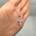 18K White Gold Cross Pendant Necklace with 1.70 CT Diamonds IAZJ