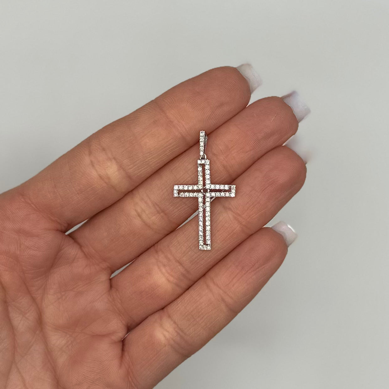 18K White Gold 0.52CT Diamond Cross Pendant