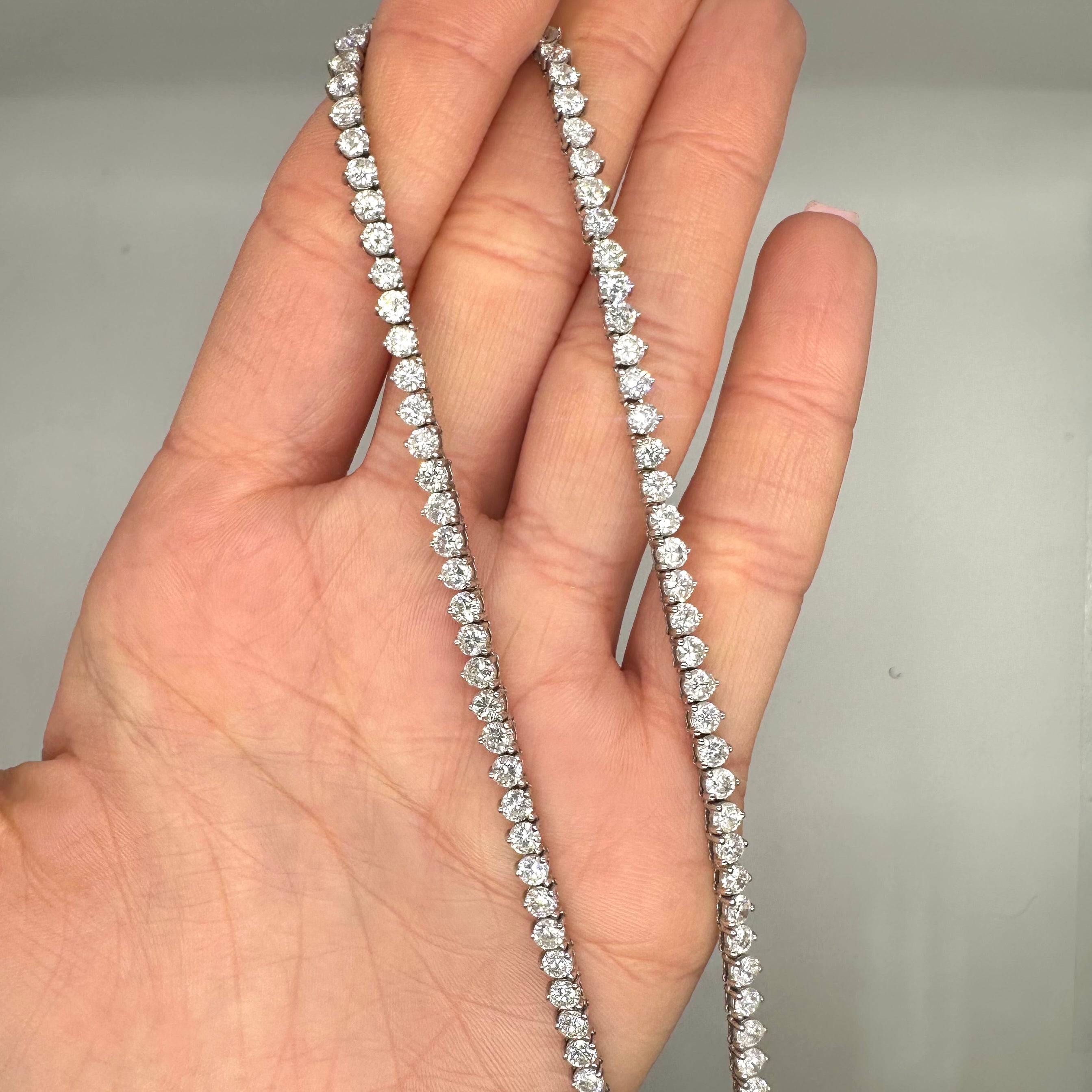 14K White Gold Diamond Tennis Necklace – 19.90 CT - DN005 IILJJ