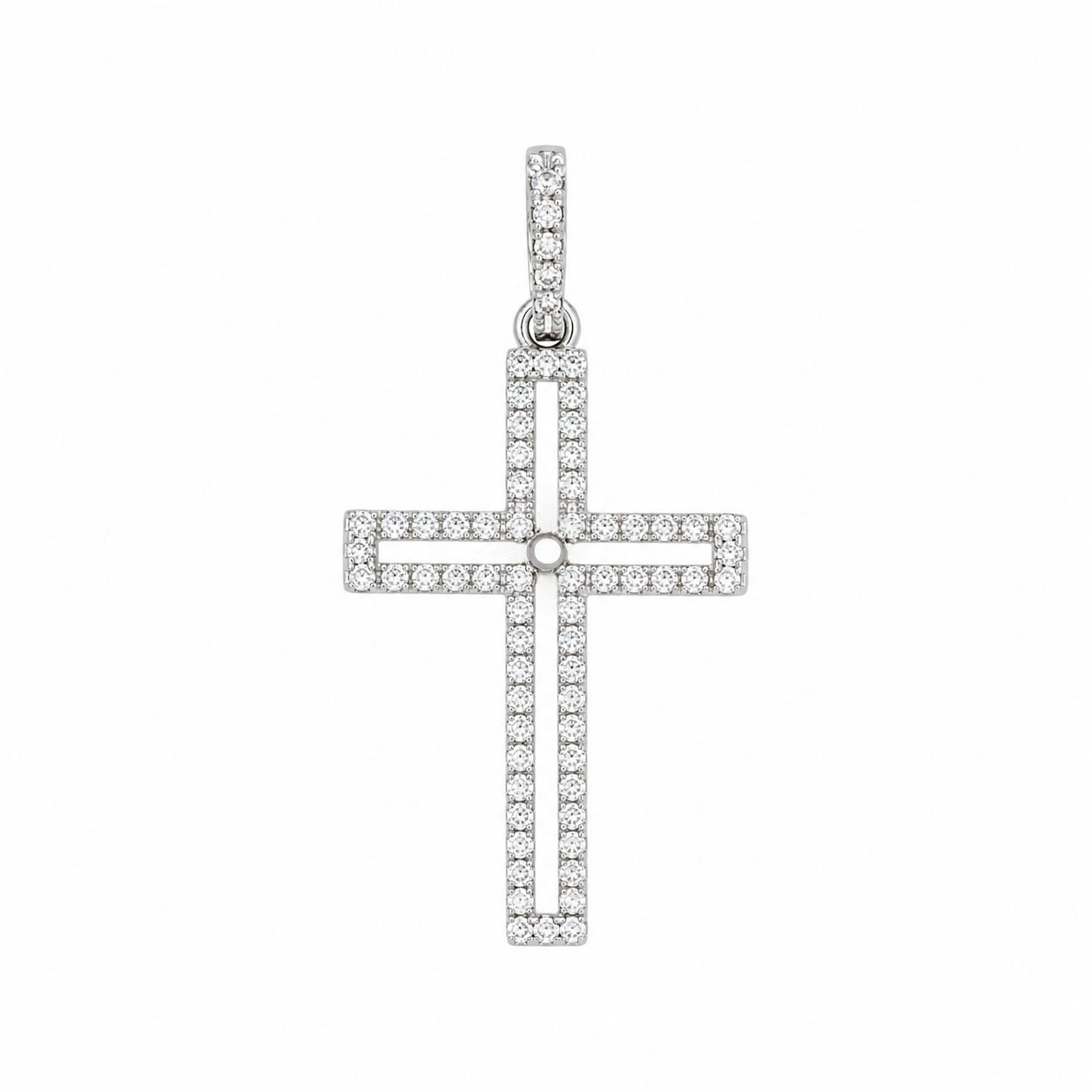 18K White Gold 0.52CT Diamond Cross Pendant