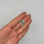18K White Gold Diamond & Emerald Cross Pendant – 0.56 CT Diamonds & 0.40 CT Emeralds ZJJ