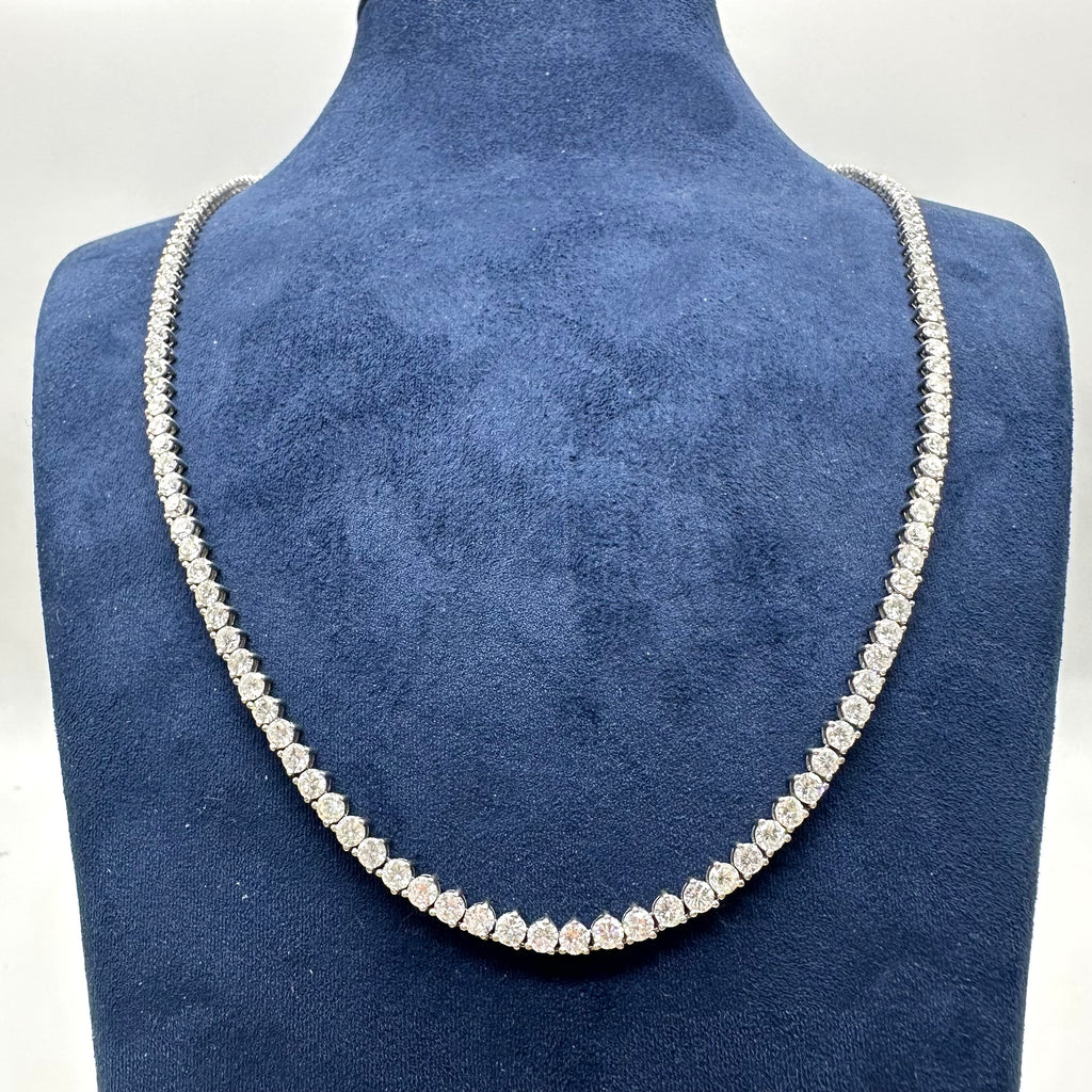 14K White Gold Diamond Tennis Necklace – 19.90 CT - DN005 IILJJ