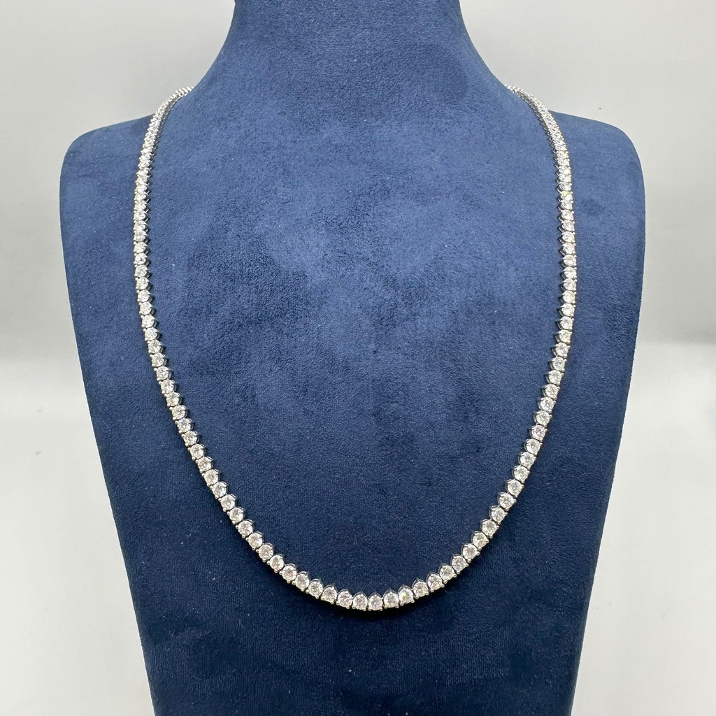 14K White Gold Diamond Tennis Necklace – 19.90 CT - DN005 IILJJ