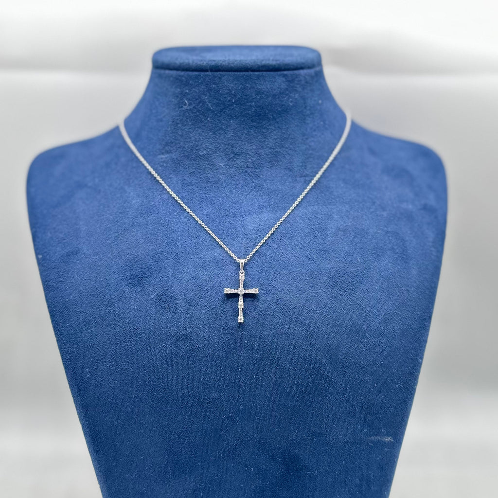 14K White Gold Diamond Cross Pendant Necklace – 0.21 CT ASP43542-009