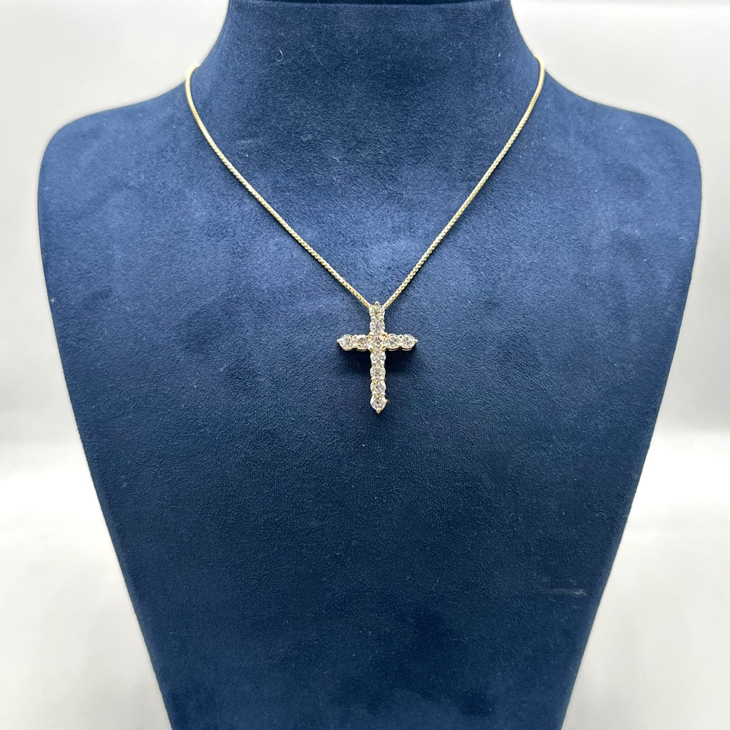14K Yellow Gold Round Diamond Cross Necklace – 2.20CT Diamonds DP113 IEJJ