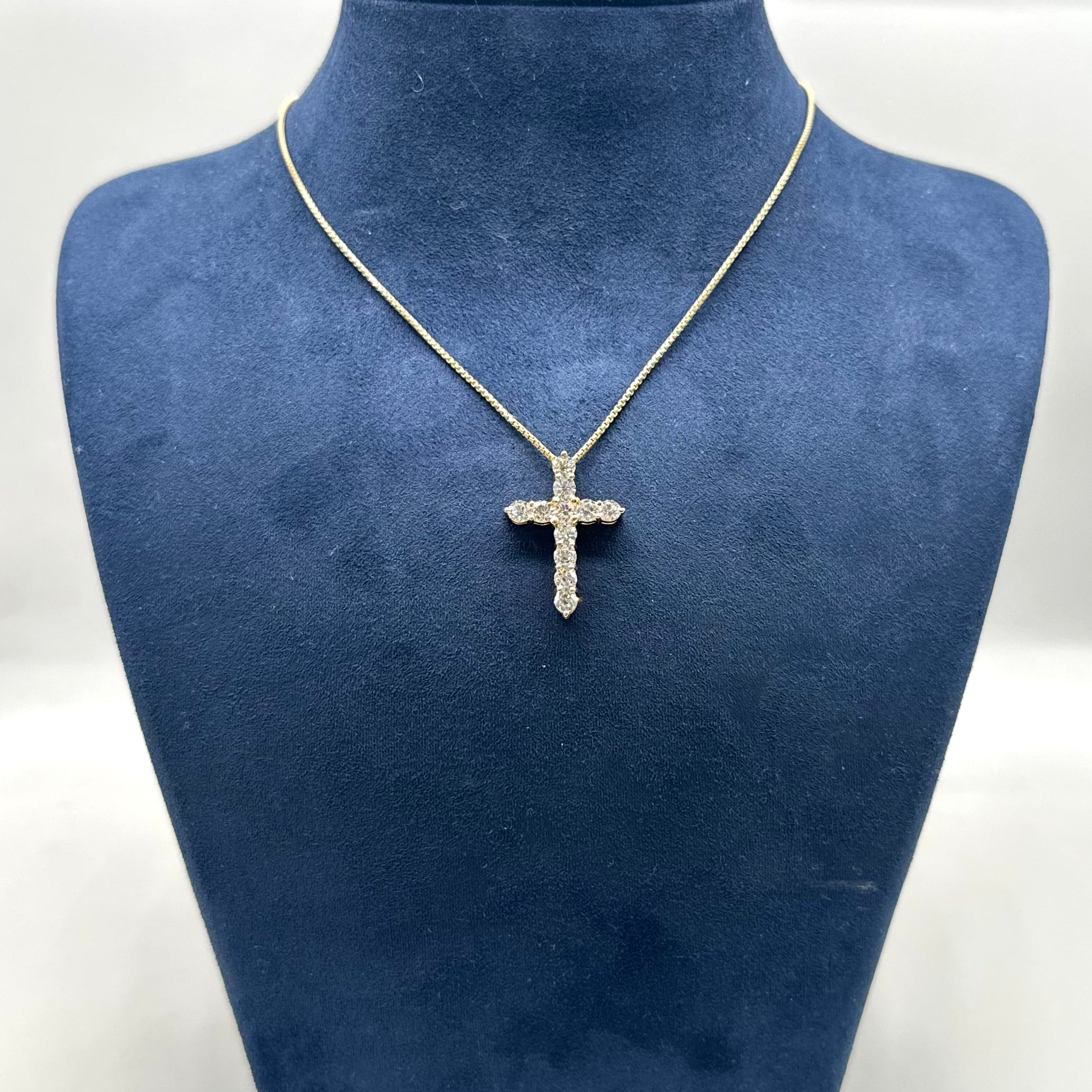 14K Yellow Gold Round Diamond Cross Necklace – 2.20CT Diamonds DP113 IEJJ
