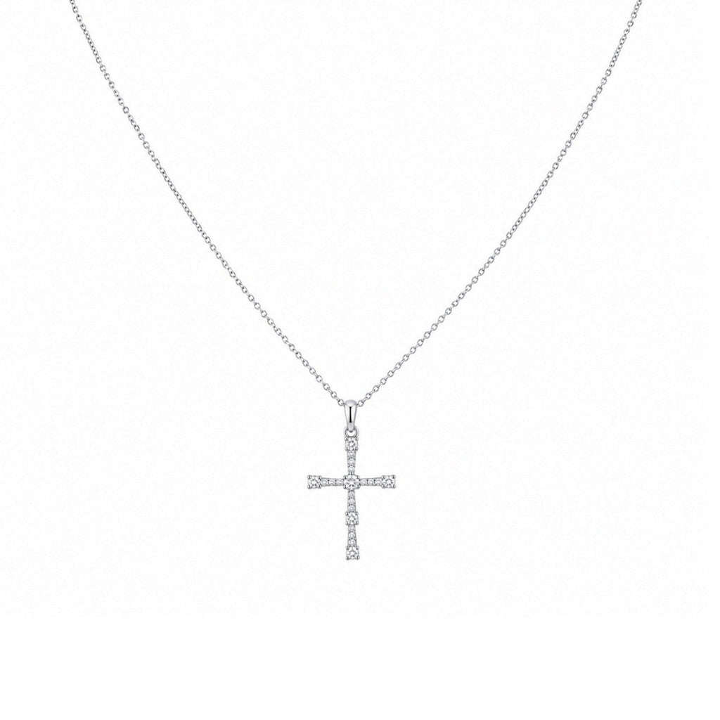 14K White Gold Diamond Cross Pendant Necklace – 0.21 CT ASP43542-009