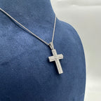 18K White Gold Round Diamond Cross Pendant Necklace – 1.60CT Diamonds IIJJ