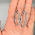 14K White Gold 2.80 Ct Diamond Inside-Out Pavé Hoop Earrings
