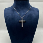 14K White Gold 3.01 CT Round Diamond Cross Pendant Necklace DP032 GNJJ