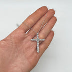 14K White Gold 3.01 CT Round Diamond Cross Pendant Necklace DP032 GNJJ