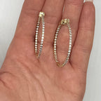 14K Yellow Gold 2.40 CT Inside-Out Diamond Hoop Earrings