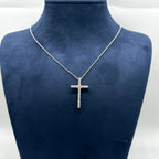 14K White Gold Diamond Cross Pendant Necklace 0.90CT DP024 ETJ