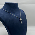 14K White Gold Diamond Cross Pendant Necklace 0.90CT DP024 ETJ
