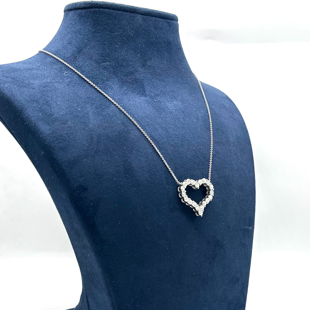 14K White Gold Diamond Heart Pendant Necklace 2.00 CT DP111 ILJJ
