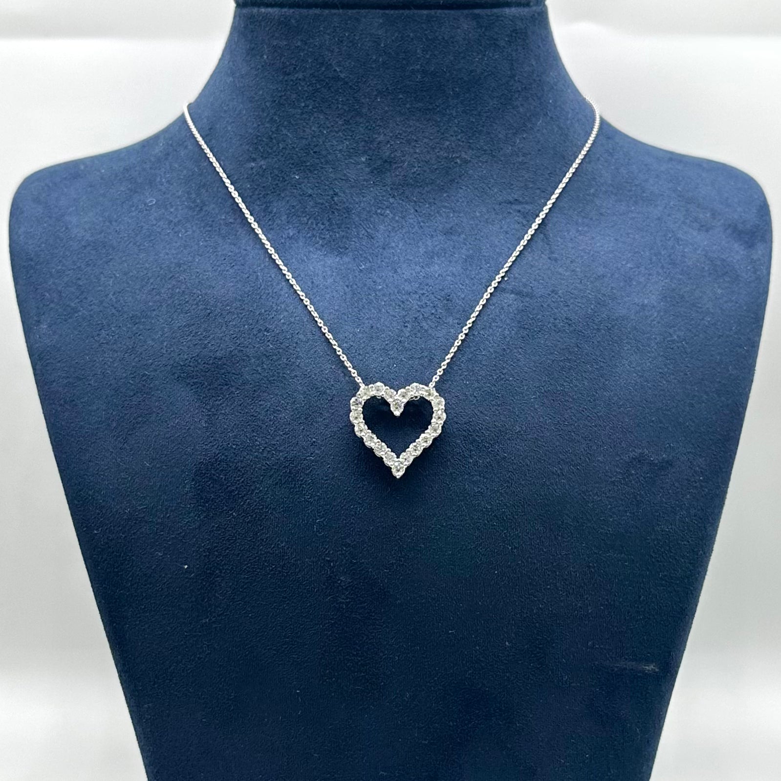 14K White Gold Heart Pendant Necklace – 1.65CT Round Diamonds DP046 IGTJ