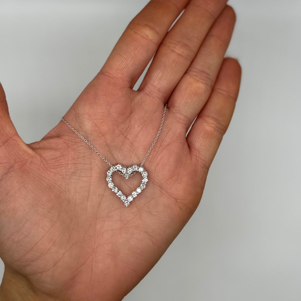 14K White Gold Heart Pendant Necklace – 1.65CT Round Diamonds DP046 IGTJ