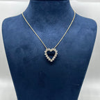 14K Yellow Gold 2.00CT Round Diamond Heart Pendant Necklace IJJJ