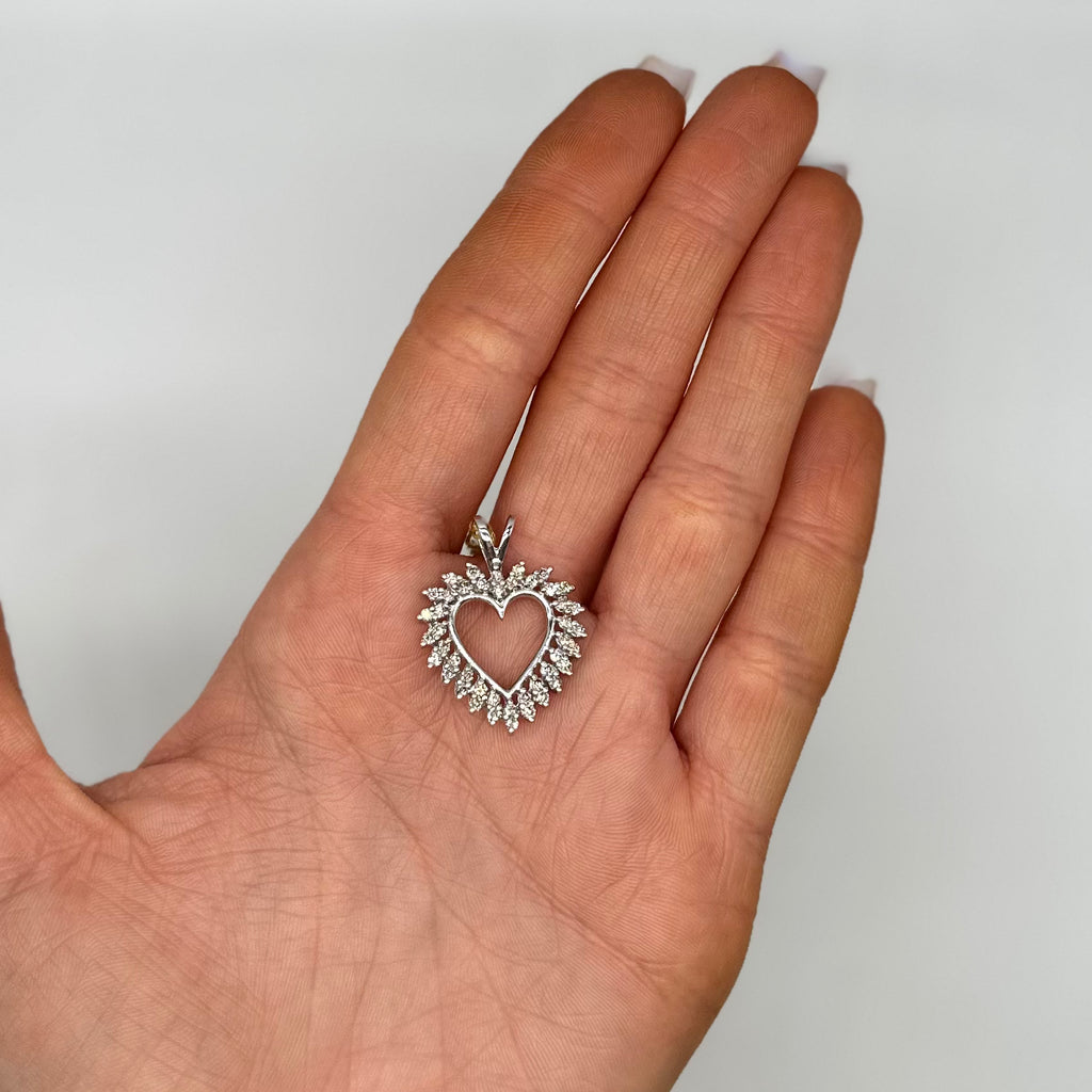 14K White Gold 0.80CT Diamond Pendant Necklace TJJ