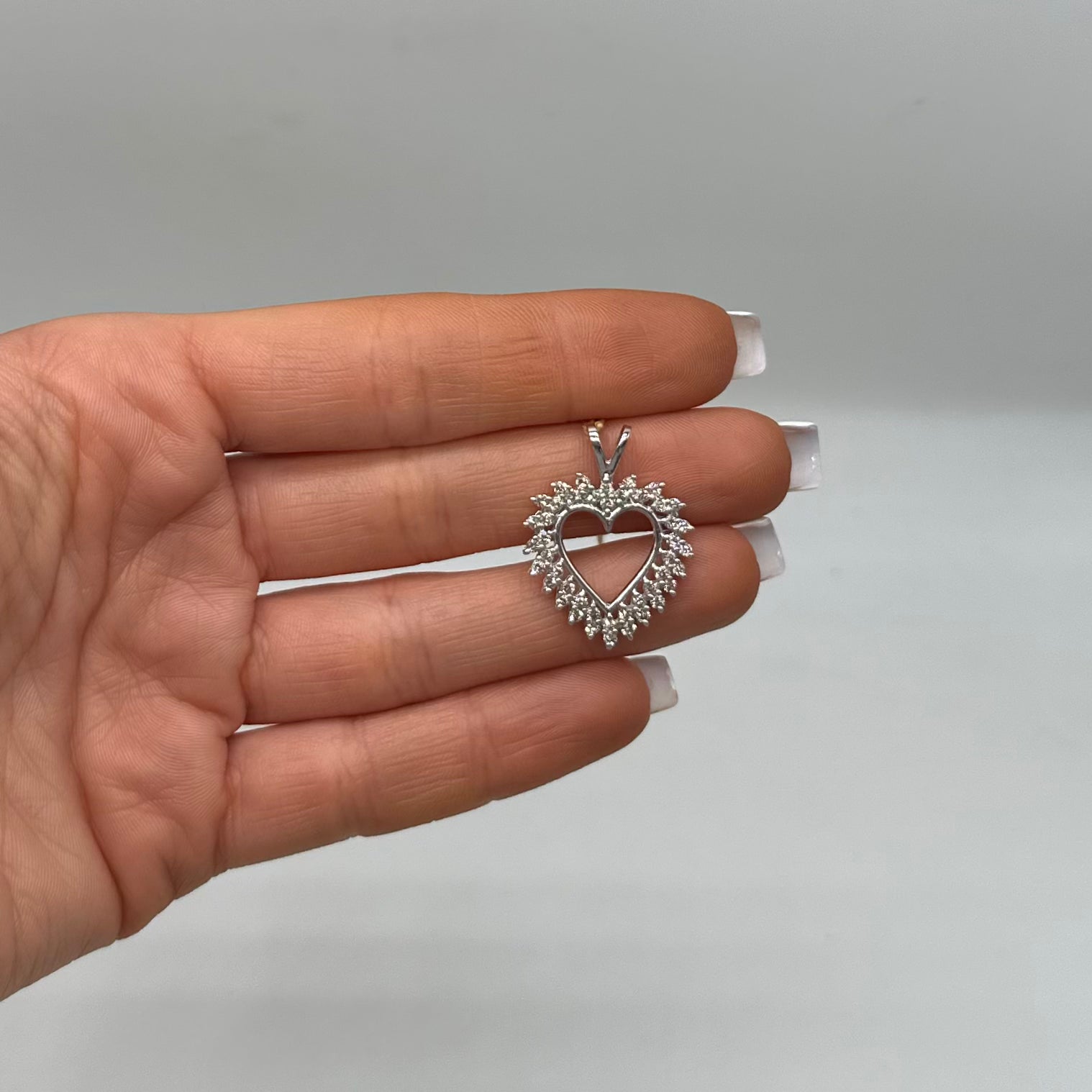 14K White Gold 0.80CT Diamond Pendant Necklace TJJ