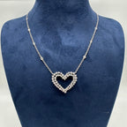 18K White Gold Pendant Necklace – 2.18CT Double Row Round Diamond Heart Necklace DP0025 GJJJ