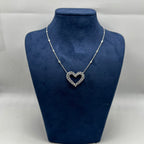 18K White Gold Pendant Necklace – 2.18CT Double Row Round Diamond Heart Necklace DP0025 GJJJ