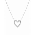 18K White Gold Pendant Necklace – 2.18CT Double Row Round Diamond Heart Necklace DP0025 GJJJ
