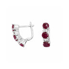 14K White Gold Ruby & Diamond Hoop Earrings – 2.50CT Rubies, 0.20CT Diamonds RDER026 STJ