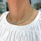 14K Yellow Gold Diamond Bezel Set Tennis Necklace – 9.28 CT