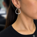 14K White Gold 3.00 Ct Diamond Teardrop Hoop Earrings