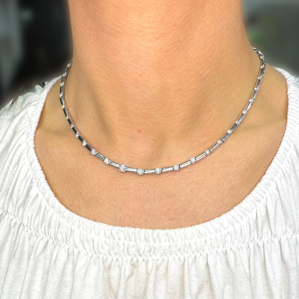 14K White Gold Diamond Necklace – 3.00CT Diamonds – 16 Inch DN019 GATJ