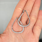 14K White Gold 3.00 Ct Diamond Teardrop Hoop Earrings