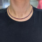 14K White Gold 31.00ct Oval Ruby & 0.55ct Diamond Necklace – 16.5” RDN018 GGTJ