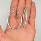 14K White Gold 3.50 Ct Diamond Inside-Out Hoop Earrings