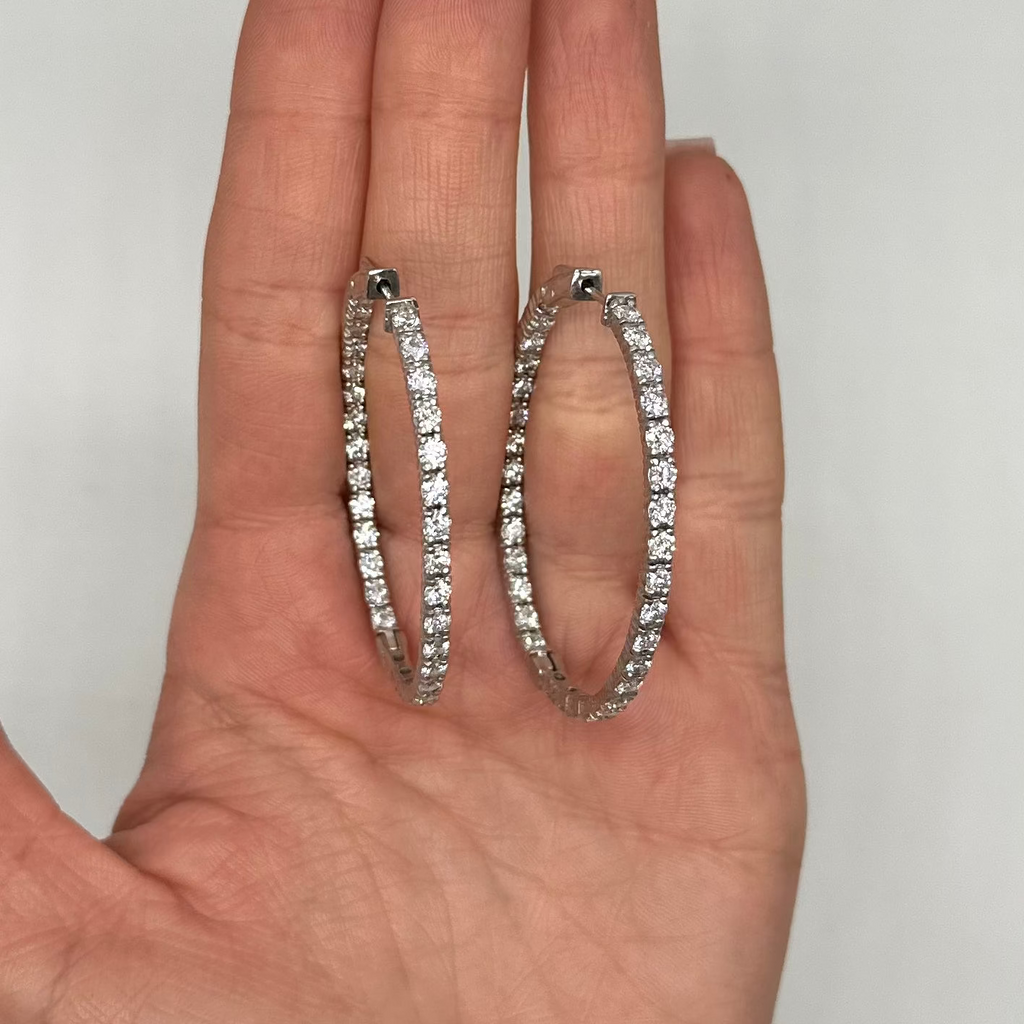 14K White Gold 5.85 Ct Lab-Grown Diamond Inside-Out Hoop Earrings