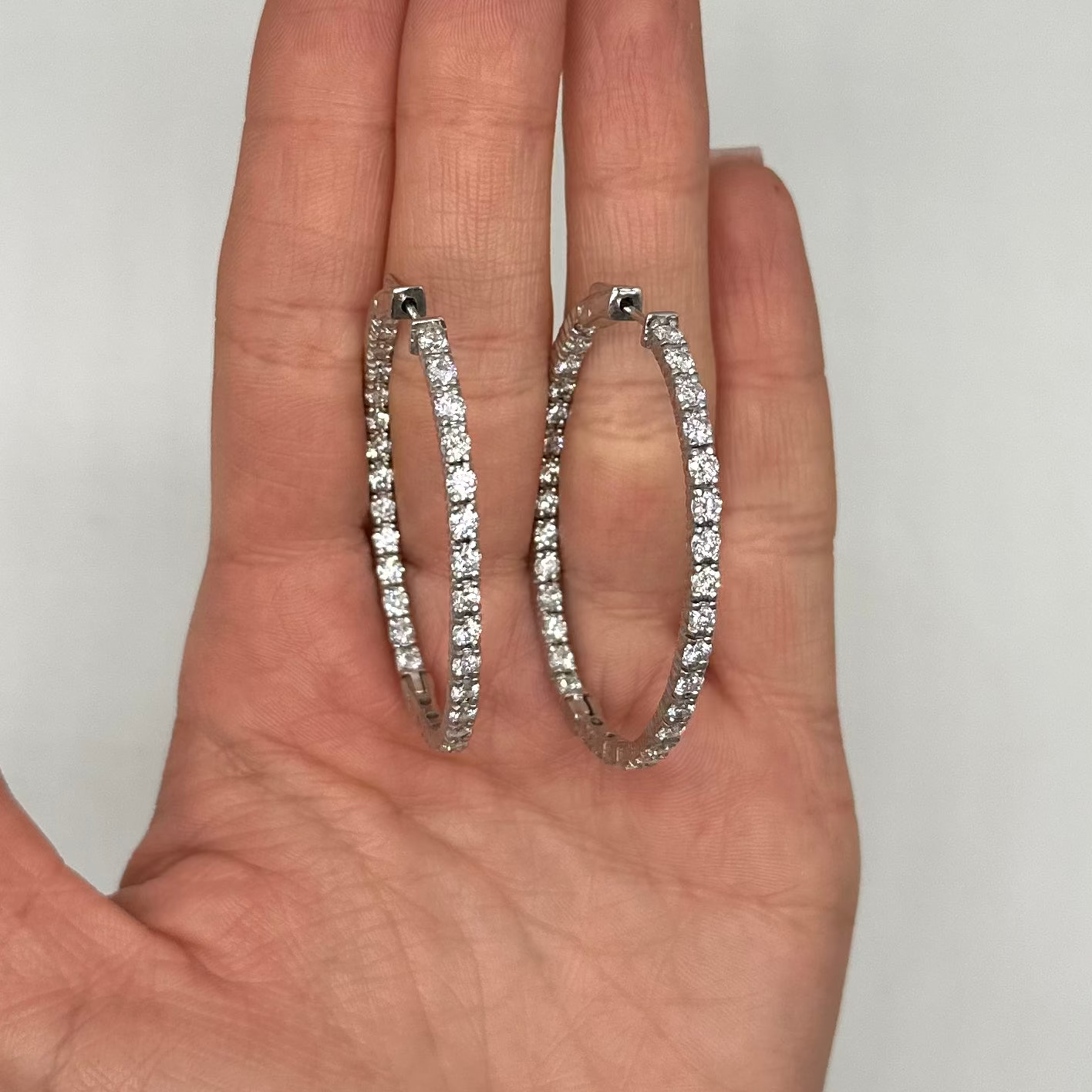 14K White Gold 5.85 Ct Lab-Grown Diamond Inside-Out Hoop Earrings