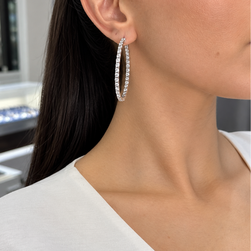 14K White Gold 5.85 Ct Lab-Grown Diamond Inside-Out Hoop Earrings
