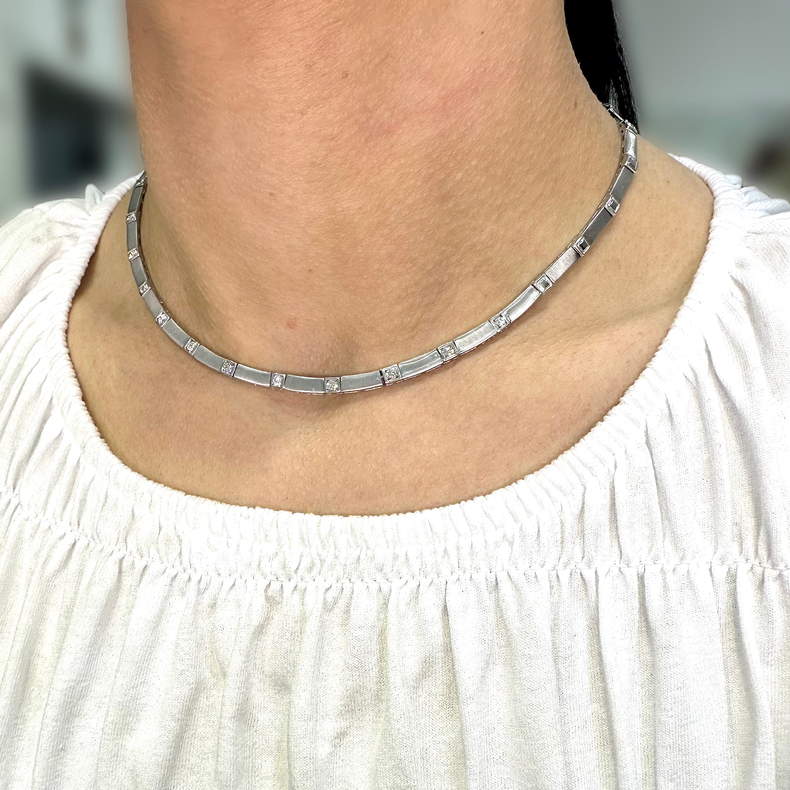 18K White Gold 1.00 CT Diamond Necklace DN108 IEJJ