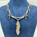 18K White & Rose Gold White & Champagne Diamond Necklace with Detachable Pendant – 8.00ct DN068 IIJJJ