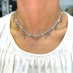 18K White & Rose Gold White & Champagne Diamond Necklace with Detachable Pendant – 8.00ct DN068 IIJJJ