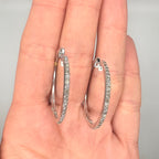 14K White Gold 1.00 CT Diamond Hoop Earrings